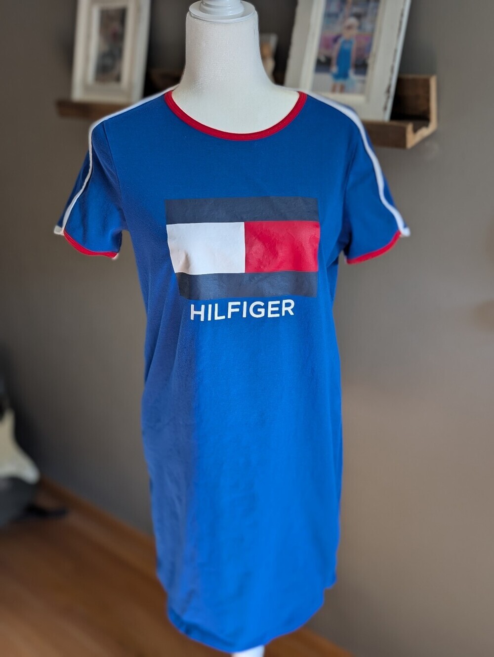 TOMMY HILFIGER SPORT Royal Blue Cotton Tee Dress Casual Athleisure Womens Small